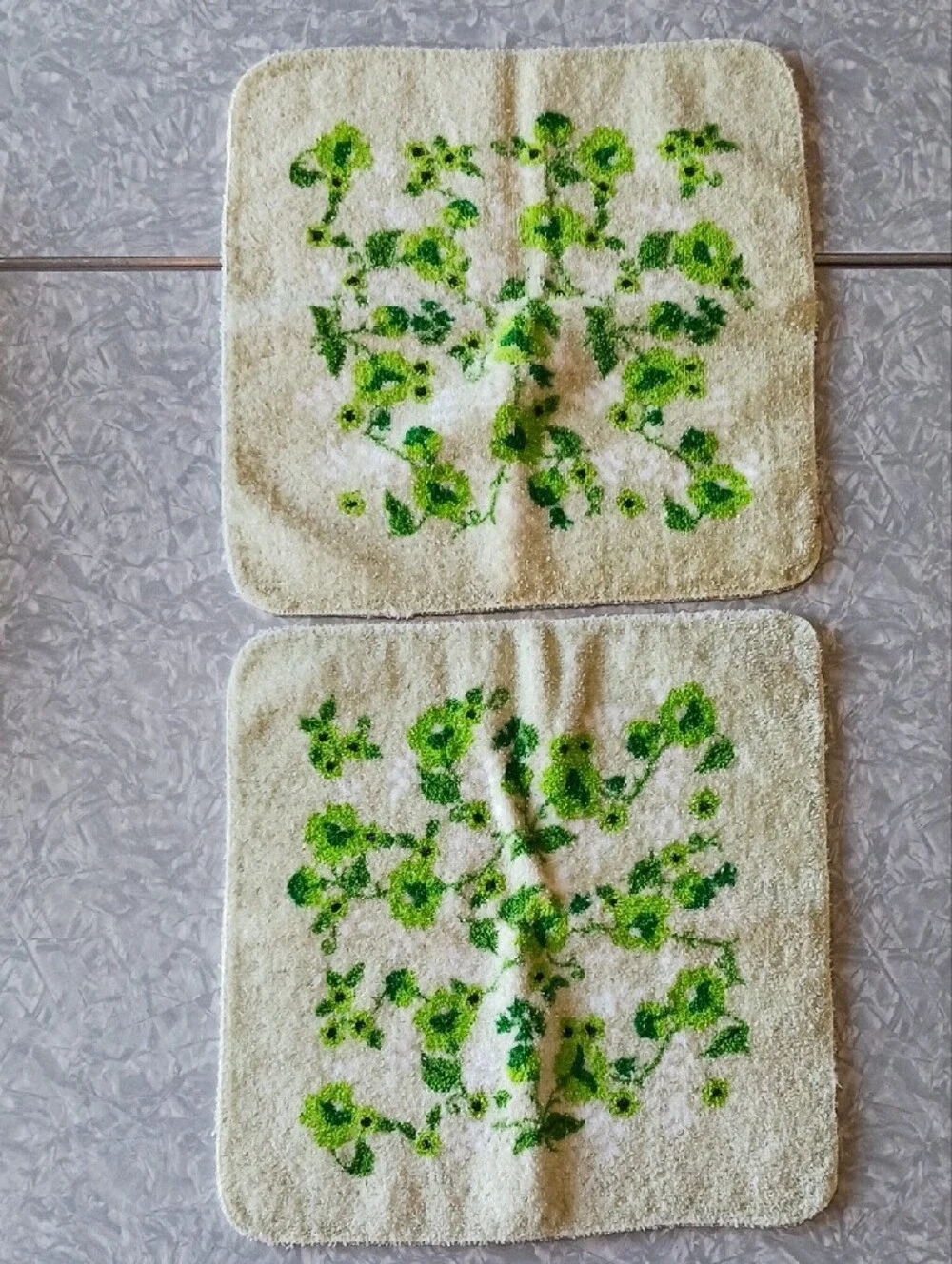Cannon~ Vintage Floral Green & Cream Cotton Towel Set